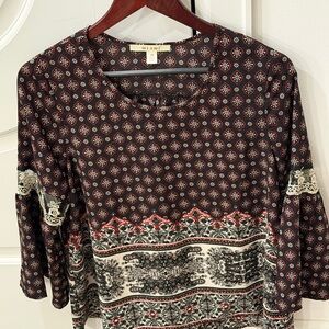 Miami Black and Red Patterned Blouse